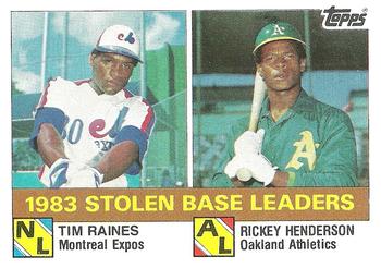 1984 Topps #134 1983 Stolen Base Leaders (Tim Raines / Rickey Henderson) Front