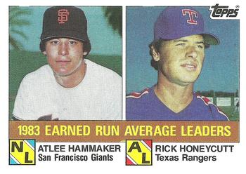 1984 Topps #137 1983 Earned Run Average Leaders (Atlee Hammaker / Rick Honeycutt) Front