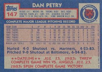 1984 Topps #147 Dan Petry Back