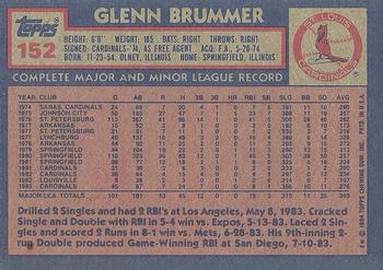 1984 Topps #152 Glenn Brummer Back
