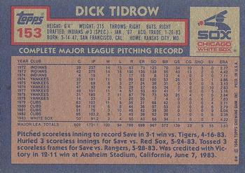 1984 Topps #153 Dick Tidrow Back