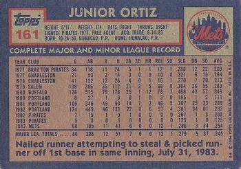 1984 Topps #161 Junior Ortiz Back