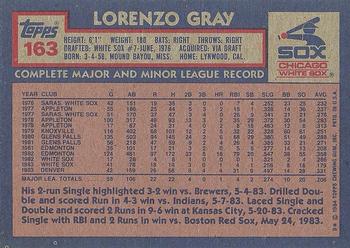 1984 Topps #163 Lorenzo Gray Back