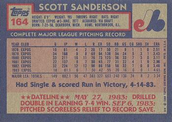 1984 Topps #164 Scott Sanderson Back