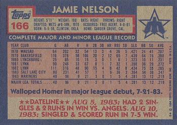 1984 Topps #166 Jamie Nelson Back
