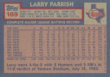 1984 Topps #169 Larry Parrish Back