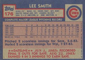 1984 Topps #176 Lee Smith Back