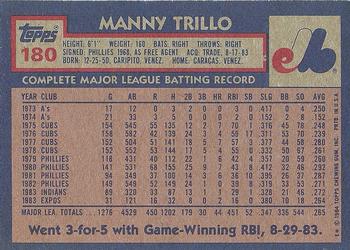 1984 Topps #180 Manny Trillo Back