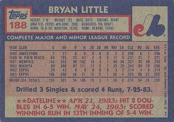 1984 Topps #188 Bryan Little Back