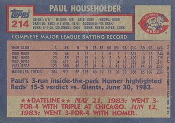 1984 Topps #214 Paul Householder Back