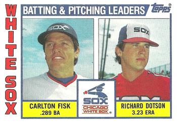 1984 Topps #216 White Sox Leaders / Checklist (Carlton Fisk / Richard Dotson) Front