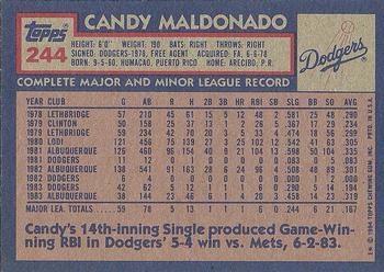 1984 Topps #244 Candy Maldonado Back