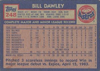 1984 Topps #248 Bill Dawley Back