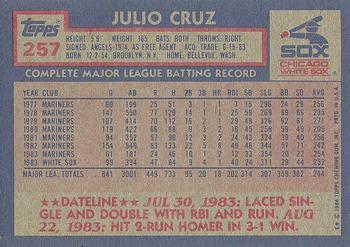 1984 Topps #257 Julio Cruz Back