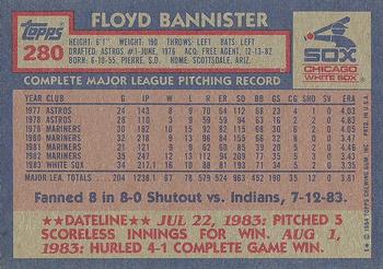 1984 Topps #280 Floyd Bannister Back