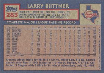 1984 Topps #283 Larry Biittner Back