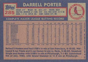 1984 Topps #285 Darrell Porter Back