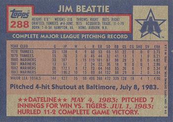 1984 Topps #288 Jim Beattie Back