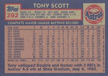 1984 Topps #292 Tony Scott Back