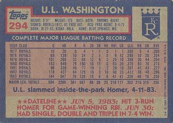 1984 Topps #294 U.L. Washington Back