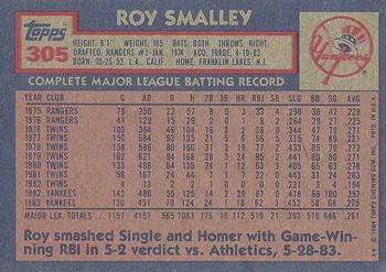 1984 Topps #305 Roy Smalley Back