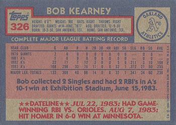 1984 Topps #326 Bob Kearney Back