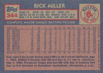 1984 Topps #344 Rick Miller Back