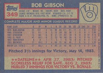 1984 Topps #349 Bob Gibson Back
