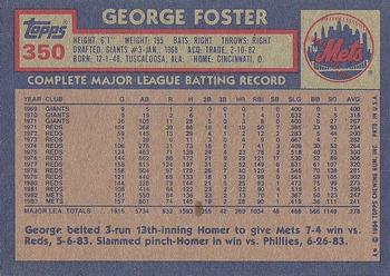 1984 Topps #350 George Foster Back