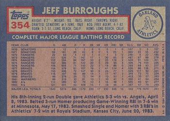 1984 Topps #354 Jeff Burroughs Back