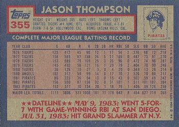 1984 Topps #355 Jason Thompson Back