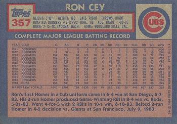1984 Topps #357 Ron Cey Back