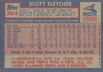 1984 Topps #364 Scott Fletcher Back