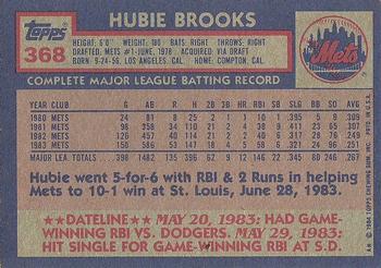1984 Topps #368 Hubie Brooks Back