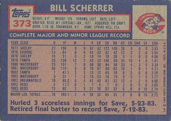 1984 Topps #373 Bill Scherrer Back