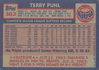 1984 Topps #383 Terry Puhl Back
