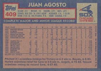 1984 Topps #409 Juan Agosto Back