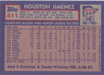 1984 Topps #411 Houston Jimenez Back