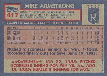 1984 Topps #417 Mike Armstrong Back