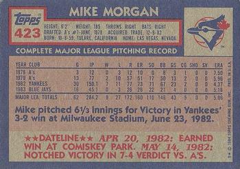 1984 Topps #423 Mike Morgan Back