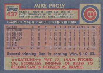1984 Topps #437 Mike Proly Back