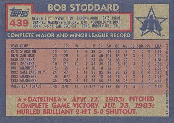 1984 Topps #439 Bob Stoddard Back