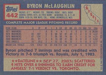 1984 Topps #442 Byron McLaughlin Back