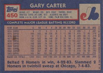 1984 Topps #450 Gary Carter Back