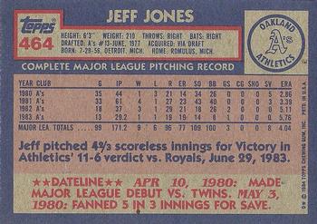 1984 Topps #464 Jeff Jones Back