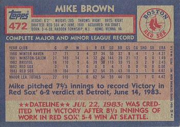 1984 Topps #472 Mike Brown Back