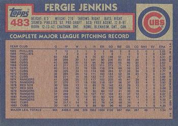 1984 Topps #483 Fergie Jenkins Back