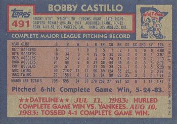 1984 Topps #491 Bobby Castillo Back