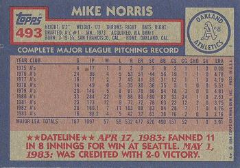 1984 Topps #493 Mike Norris Back