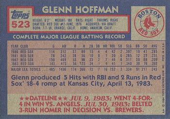 1984 Topps #523 Glenn Hoffman Back